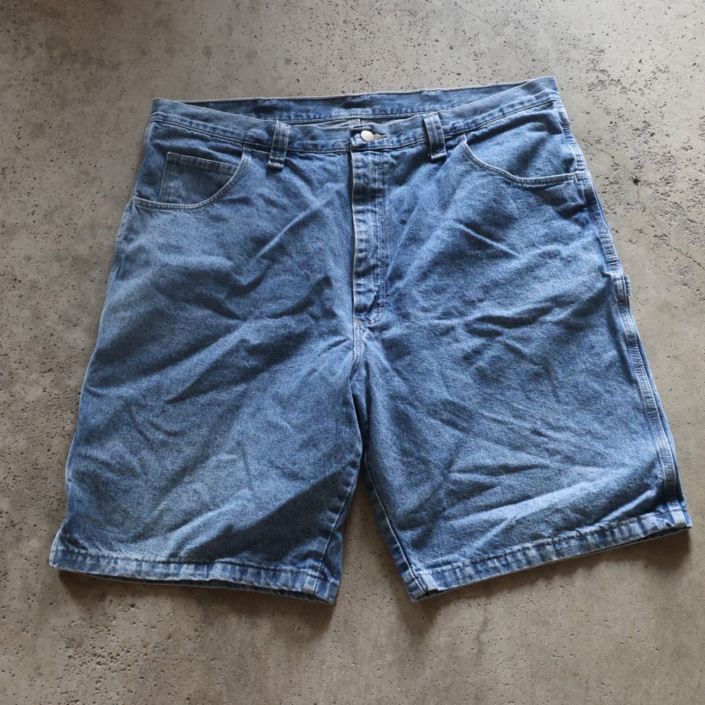 Wrangler Carpenter Denim Jean Shorts Mens Size 40 Light Wash Hammer Loop